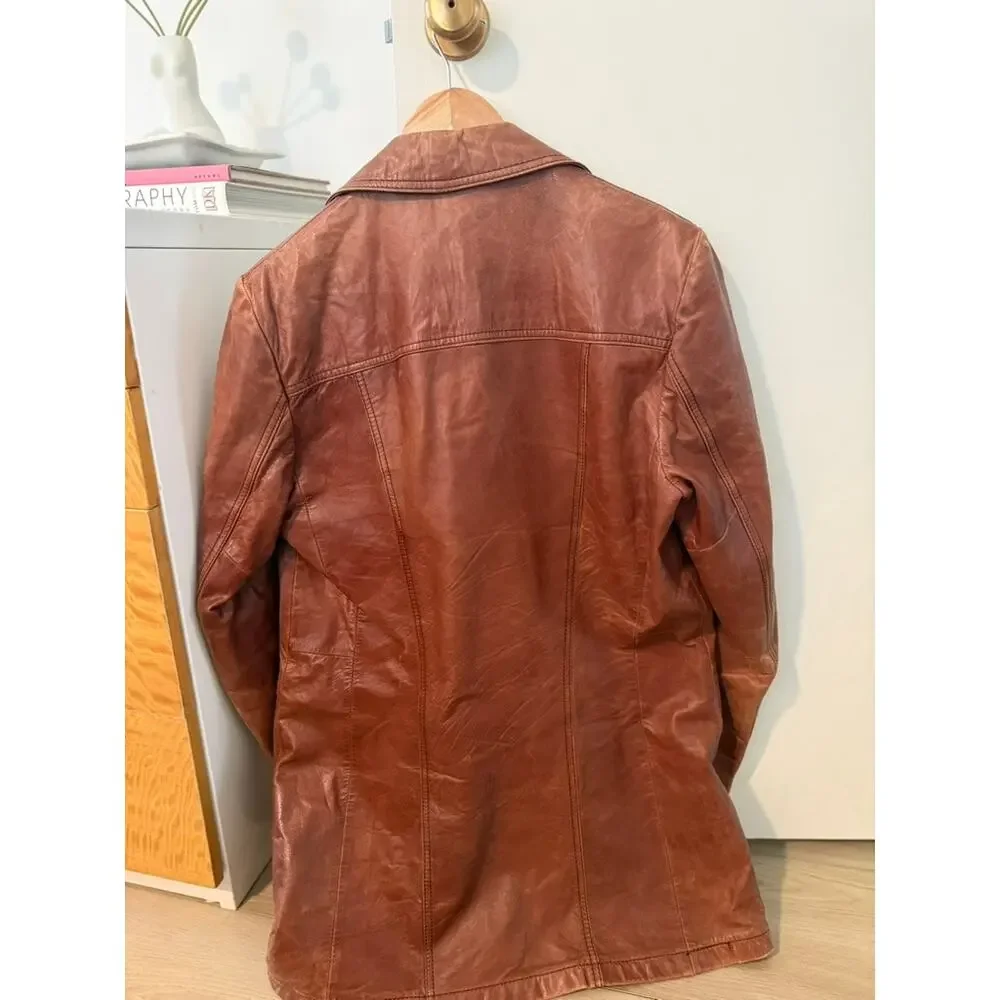 Vintage Lakeland‎ Brown Leather Jacket Longline Coat ✨